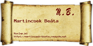 Martincsek Beáta névjegykártya