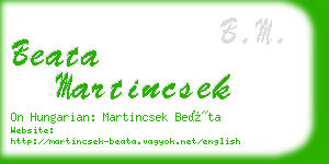 beata martincsek business card